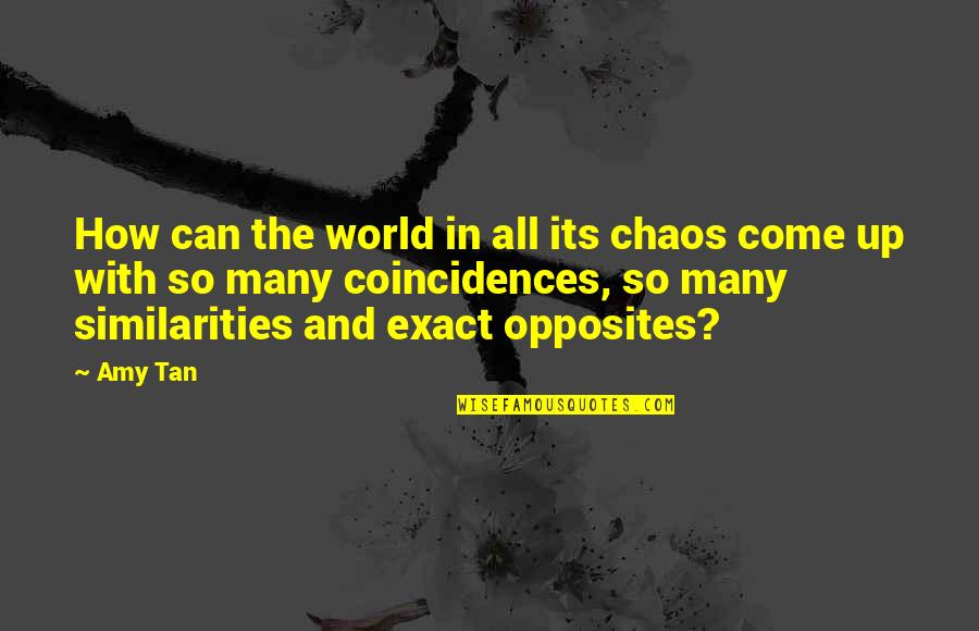 Our Similarities Quotes By Amy Tan: How can the world in all its chaos