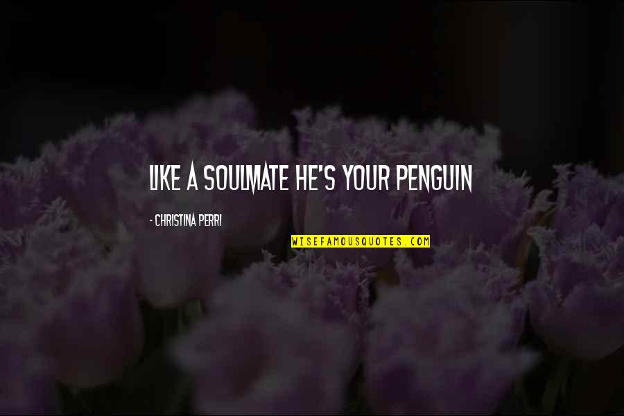 Our Soulmates Quotes By Christina Perri: like a soulmate he's your penguin
