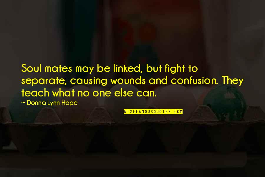 Our Soulmates Quotes By Donna Lynn Hope: Soul mates may be linked, but fight to