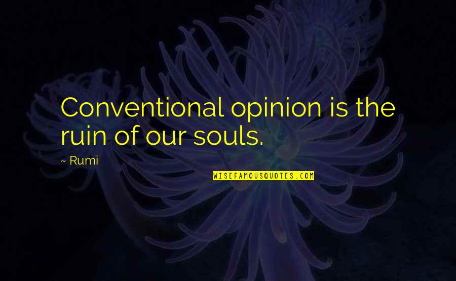 Our Souls Quotes By Rumi: Conventional opinion is the ruin of our souls.