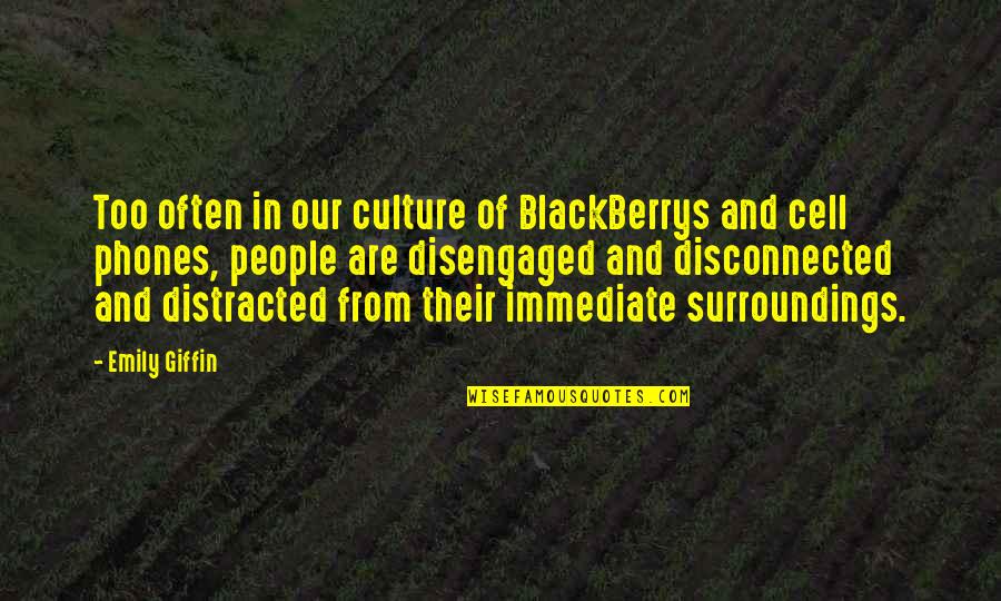 Our Surroundings Quotes By Emily Giffin: Too often in our culture of BlackBerrys and
