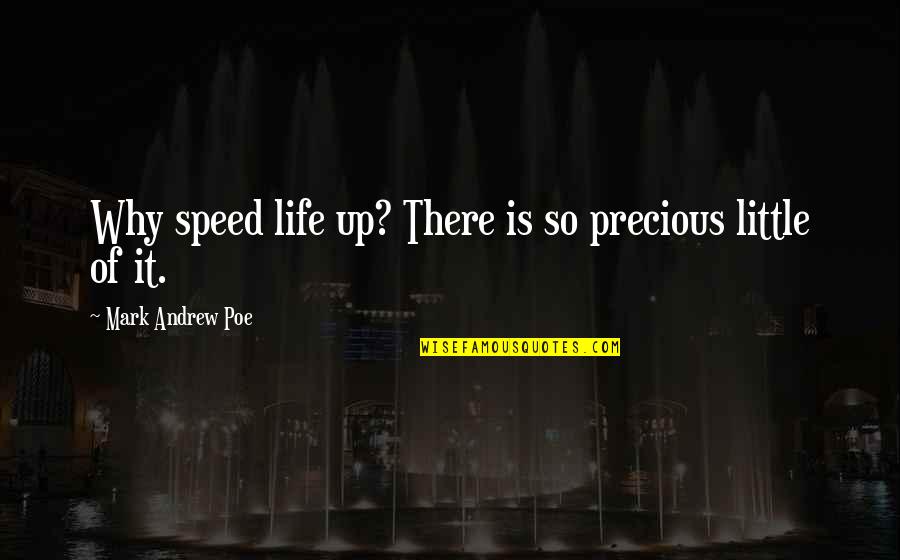 Our Time Is Precious Quotes By Mark Andrew Poe: Why speed life up? There is so precious