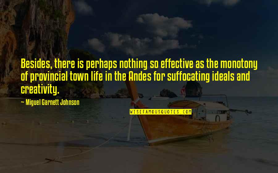 Our Town Life Quotes By Miguel Garnett Johnson: Besides, there is perhaps nothing so effective as