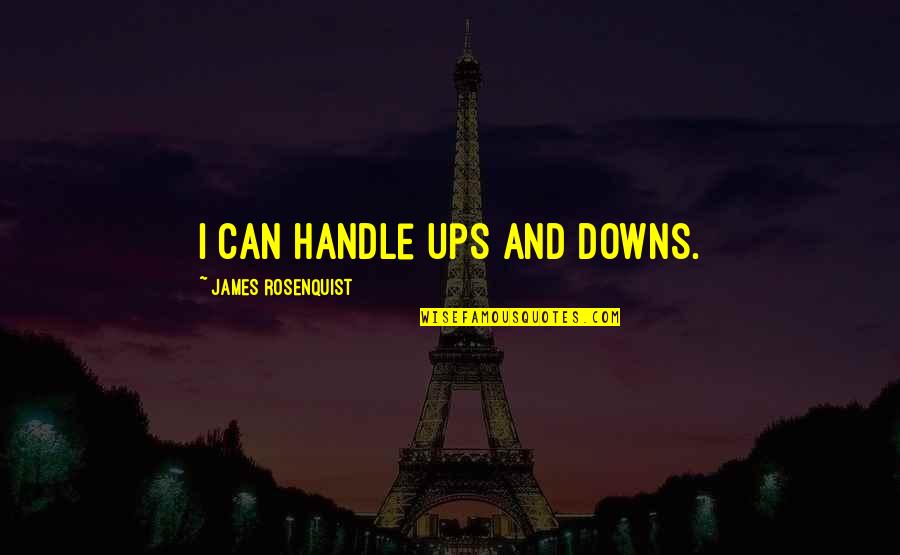 Our Ups And Downs Quotes By James Rosenquist: I can handle ups and downs.
