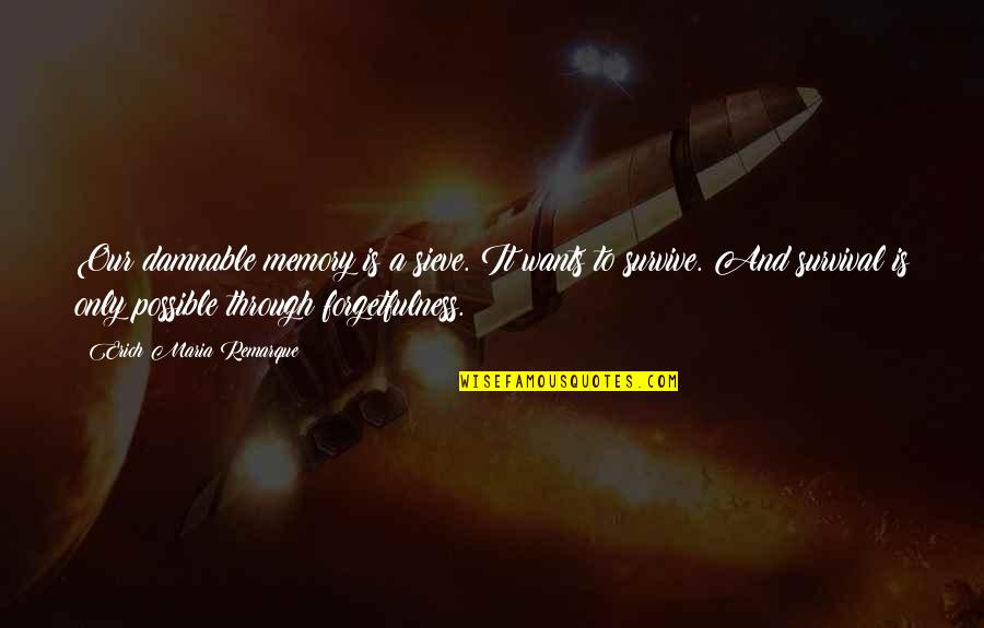 Our Wants Quotes By Erich Maria Remarque: Our damnable memory is a sieve. It wants