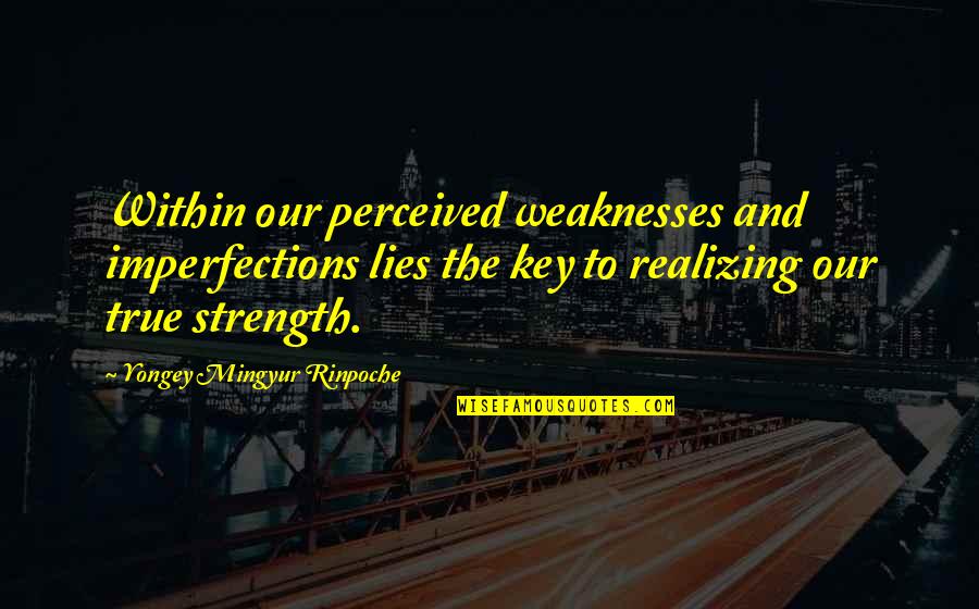 Our Weaknesses Quotes By Yongey Mingyur Rinpoche: Within our perceived weaknesses and imperfections lies the