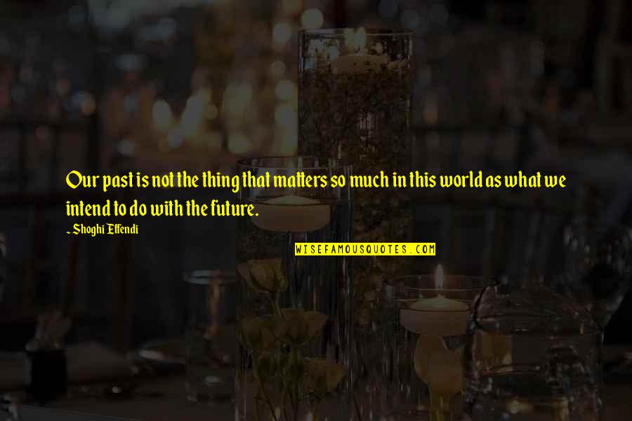 Our World Our Future Quotes By Shoghi Effendi: Our past is not the thing that matters