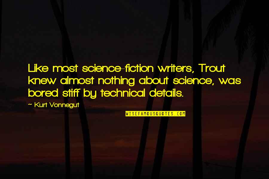 Out Like Trout Quotes By Kurt Vonnegut: Like most science-fiction writers, Trout knew almost nothing Out Like Trout Quotes By Kurt Vonnegut: Like most science-fiction writers, Trout knew almost nothing