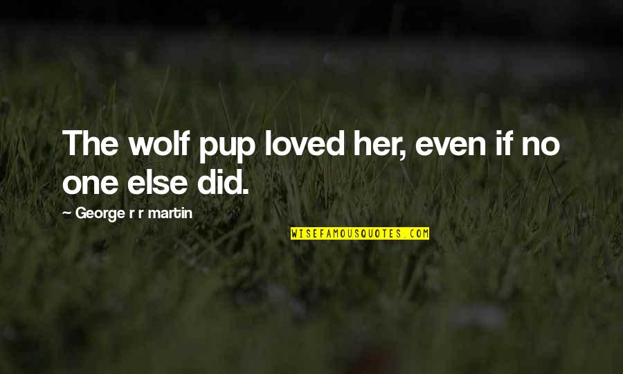 Out Lords Of Pain Quotes By George R R Martin: The wolf pup loved her, even if no