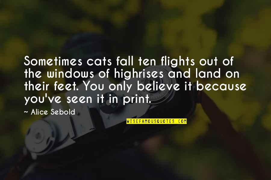 Out Of Print Quotes By Alice Sebold: Sometimes cats fall ten flights out of the