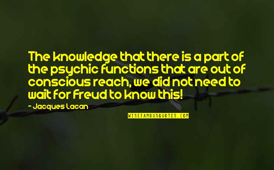 Out Of Reach Quotes By Jacques Lacan: The knowledge that there is a part of Out Of Reach Quotes By Jacques Lacan: The knowledge that there is a part of