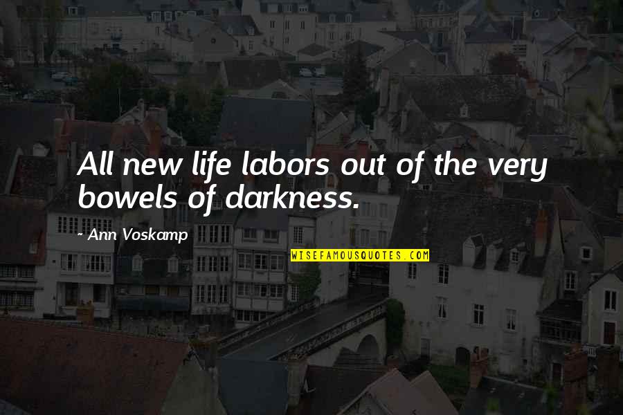 Out Of The Darkness Quotes By Ann Voskamp: All new life labors out of the very