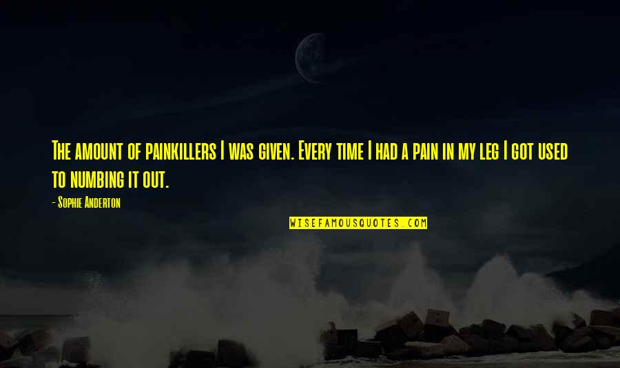 Out Of Time Quotes By Sophie Anderton: The amount of painkillers I was given. Every