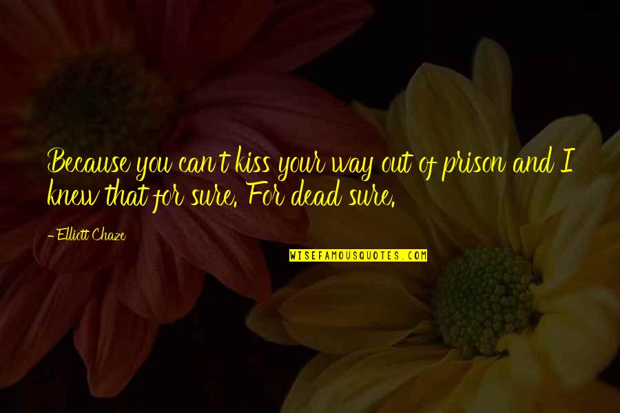 Out Prison Quotes By Elliott Chaze: Because you can't kiss your way out of Out Prison Quotes By Elliott Chaze: Because you can't kiss your way out of