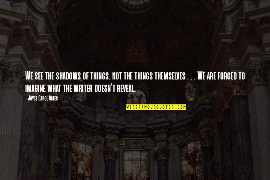 Out Stealing Horses Quotes By Joyce Carol Oates: We see the shadows of things, not the Out Stealing Horses Quotes By Joyce Carol Oates: We see the shadows of things, not the