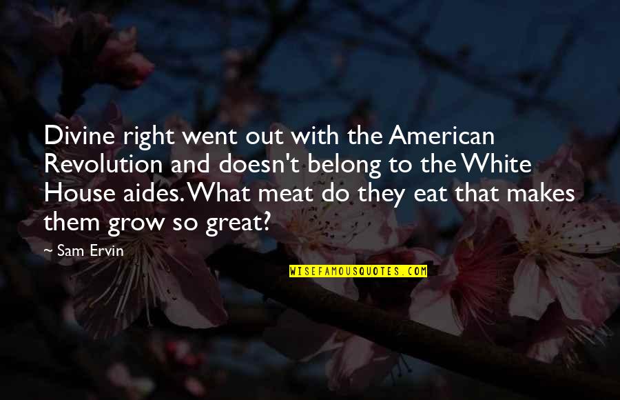 Out To Eat Quotes By Sam Ervin: Divine right went out with the American Revolution