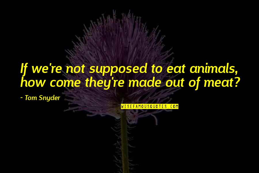 Out To Eat Quotes By Tom Snyder: If we're not supposed to eat animals, how
