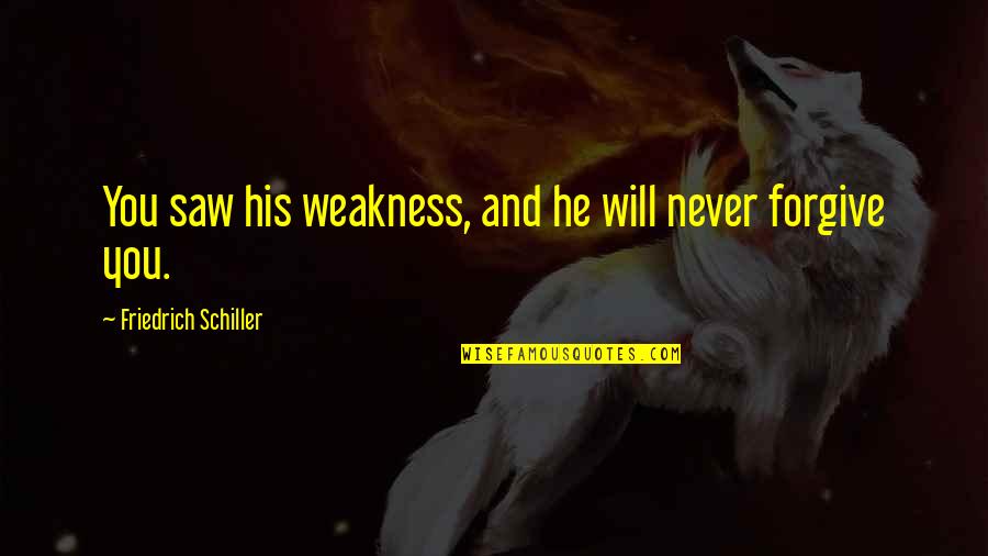 Outasight Quotes By Friedrich Schiller: You saw his weakness, and he will never Outasight Quotes By Friedrich Schiller: You saw his weakness, and he will never