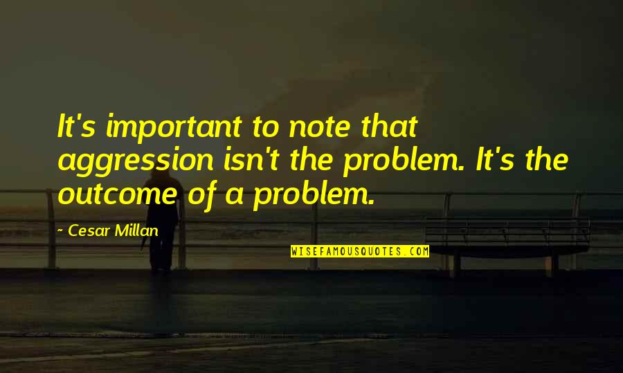 Outcomes Quotes By Cesar Millan: It's important to note that aggression isn't the Outcomes Quotes By Cesar Millan: It's important to note that aggression isn't the