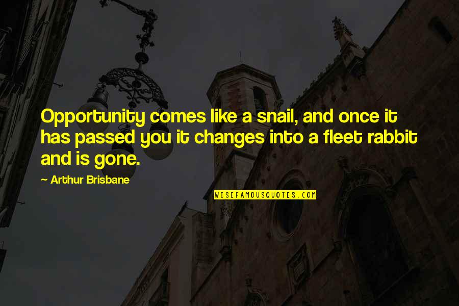 Outdone Instrumental Quotes By Arthur Brisbane: Opportunity comes like a snail, and once it