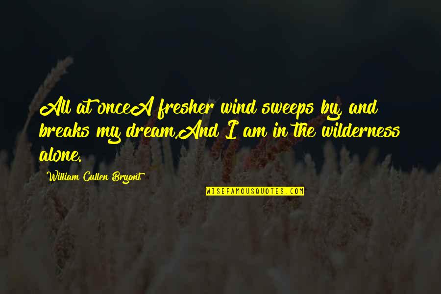 Outdoor Pillows With Quotes By William Cullen Bryant: All at onceA fresher wind sweeps by, and