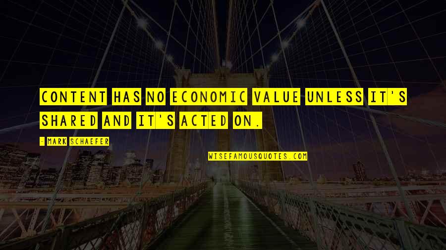 Outdoorsy Quotes By Mark Schaefer: Content has no economic value unless it's shared