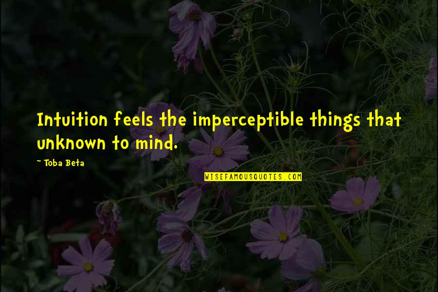 Outer Appearance Quotes By Toba Beta: Intuition feels the imperceptible things that unknown to