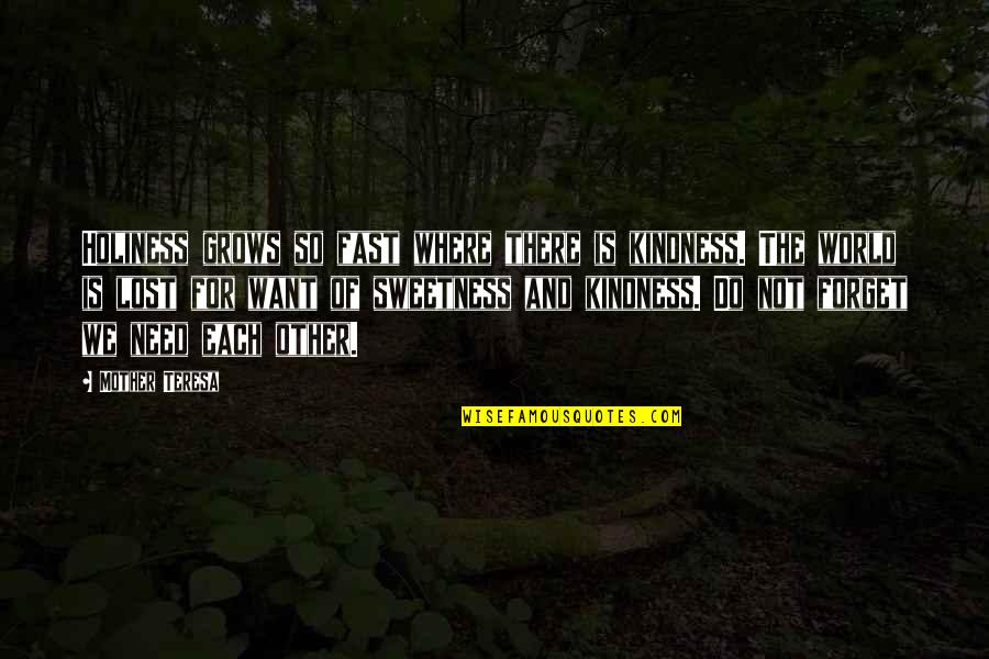 Outguess Download Quotes By Mother Teresa: Holiness grows so fast where there is kindness.