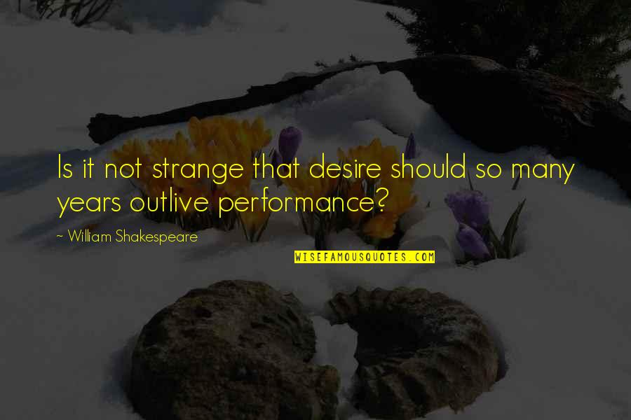 Outlive Quotes By William Shakespeare: Is it not strange that desire should so