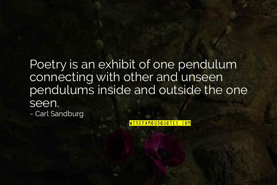 Outside And Inside Quotes By Carl Sandburg: Poetry is an exhibit of one pendulum connecting
