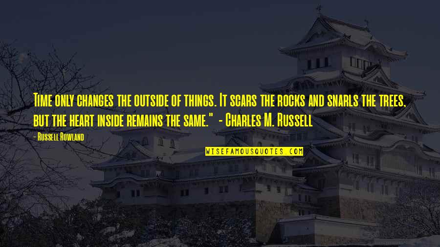 Outside And Inside Quotes By Russell Rowland: Time only changes the outside of things. It