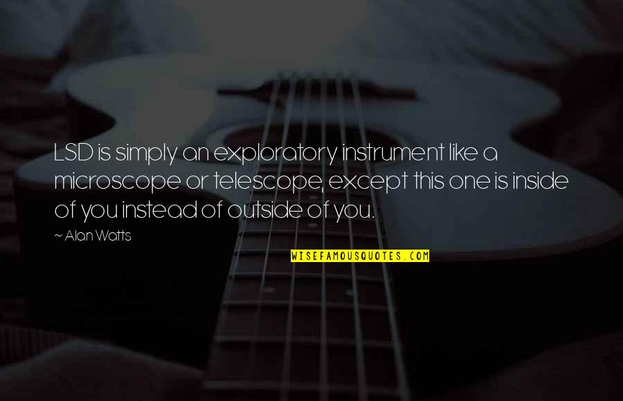Outside Inside Quotes By Alan Watts: LSD is simply an exploratory instrument like a