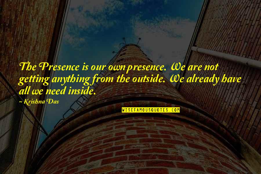 Outside Inside Quotes By Krishna Das: The Presence is our own presence. We are