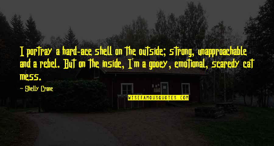 Outside Inside Quotes By Shelly Crane: I portray a hard-ace shell on the outside;