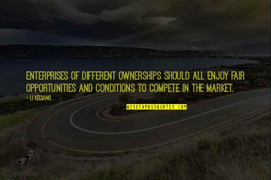 Outsiders Themes And Quotes By Li Keqiang: Enterprises of different ownerships should all enjoy fair