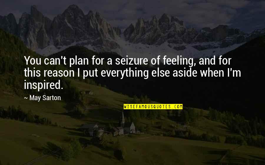 Outstanding Man Quotes By May Sarton: You can't plan for a seizure of feeling,