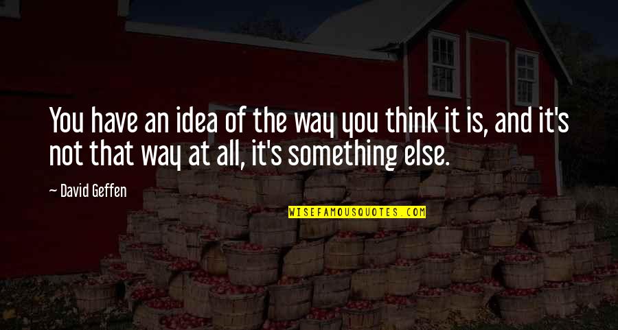 Outthink Quotes By David Geffen: You have an idea of the way you