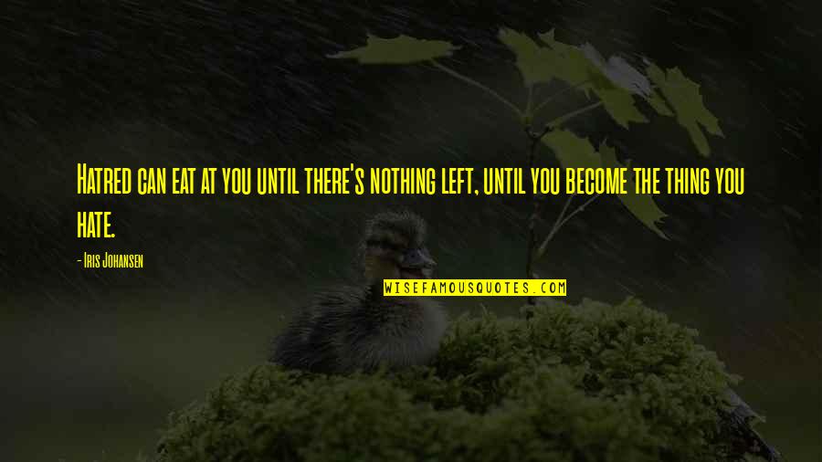 Outworked Quotes By Iris Johansen: Hatred can eat at you until there's nothing Outworked Quotes By Iris Johansen: Hatred can eat at you until there's nothing
