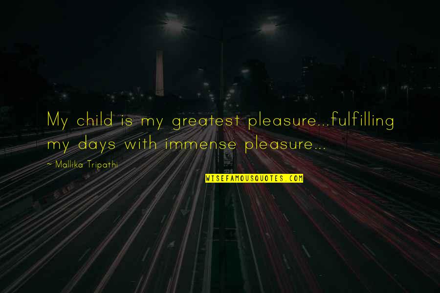 Ovanes Berberian Quotes By Mallika Tripathi: My child is my greatest pleasure...fulfilling my days