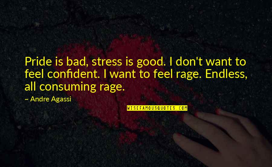 Over Consuming Quotes By Andre Agassi: Pride is bad, stress is good. I don't