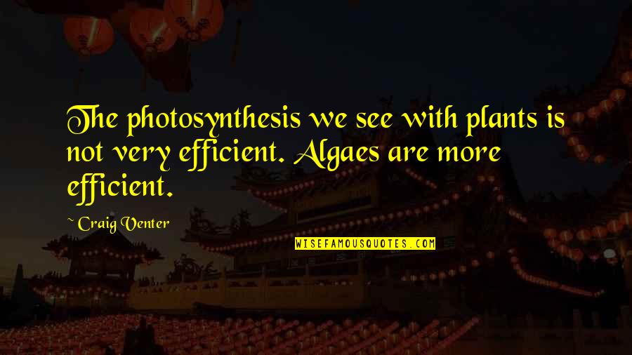 Over Efficient Quotes By Craig Venter: The photosynthesis we see with plants is not