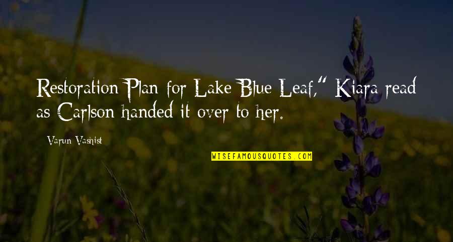 Over Plan Quotes By Varun Vashist: Restoration Plan for Lake Blue Leaf," Kiara read