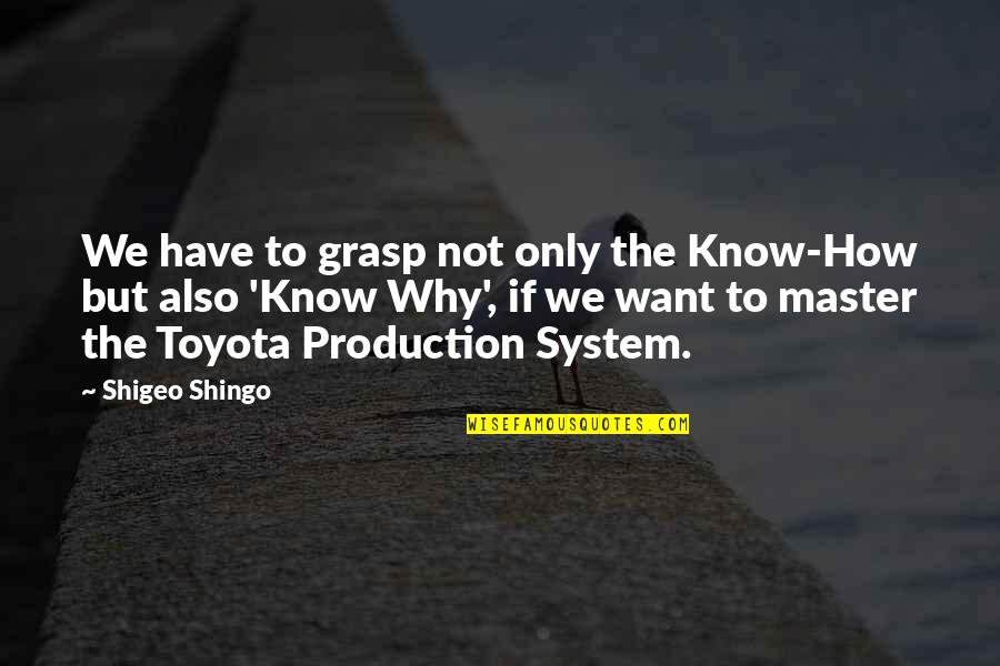 Over Production Quotes By Shigeo Shingo: We have to grasp not only the Know-How