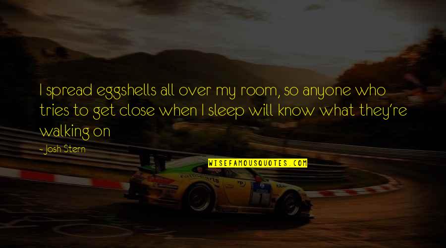 Over Quotes Quotes By Josh Stern: I spread eggshells all over my room, so