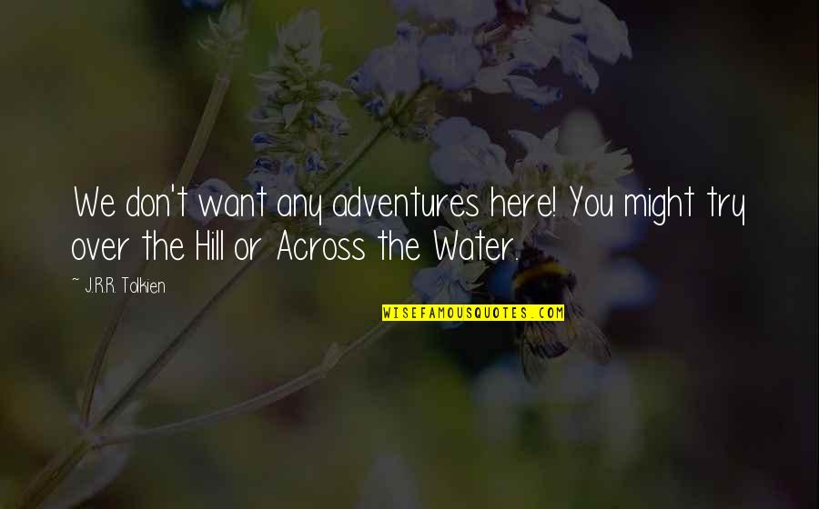 Over The Hill Quotes By J.R.R. Tolkien: We don't want any adventures here! You might