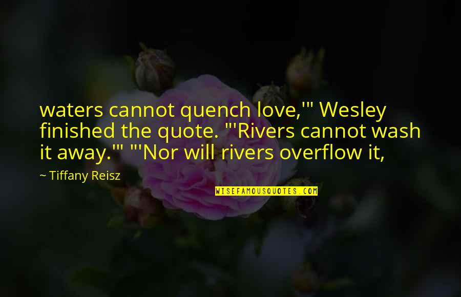Over The Rainbow Famous Quotes By Tiffany Reisz: waters cannot quench love,'" Wesley finished the quote.