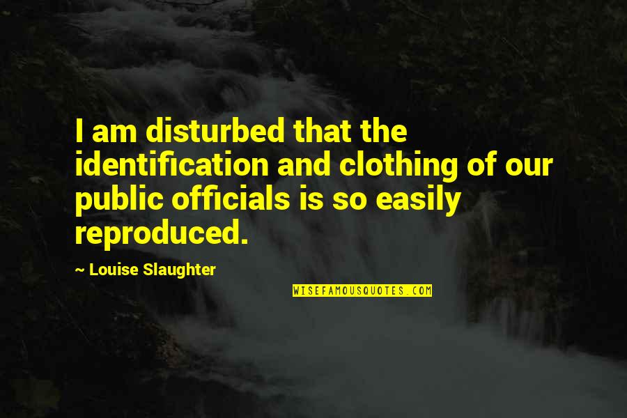 Overall Clothing Quotes By Louise Slaughter: I am disturbed that the identification and clothing