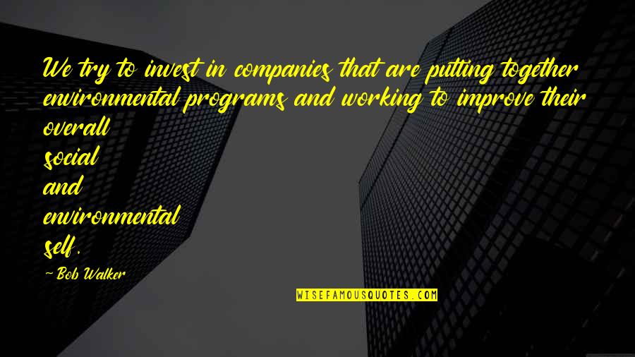 Overall Quotes By Bob Walker: We try to invest in companies that are Overall Quotes By Bob Walker: We try to invest in companies that are