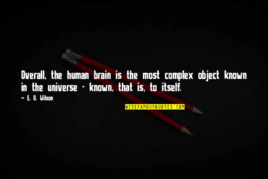 Overall Quotes By E. O. Wilson: Overall, the human brain is the most complex Overall Quotes By E. O. Wilson: Overall, the human brain is the most complex