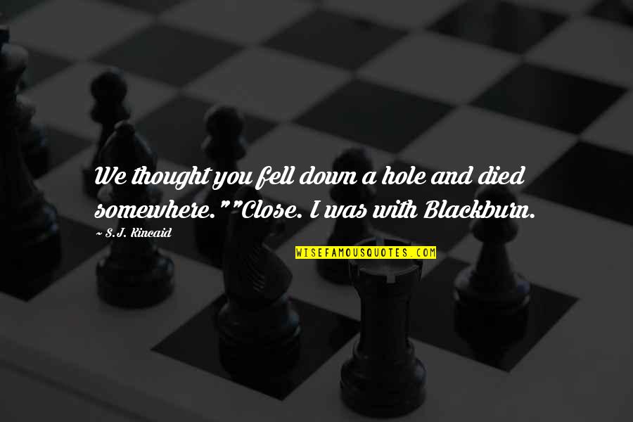 Overbevolking Oplossingen Quotes By S.J. Kincaid: We thought you fell down a hole and